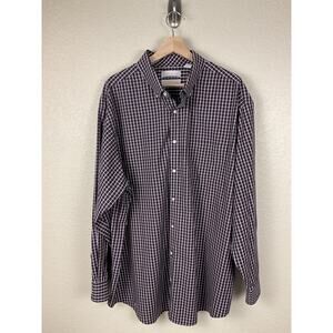 Roundtree & Yorke Dress Shirt 2XB Plaid Gold Label Non-Iron Perform - No measure